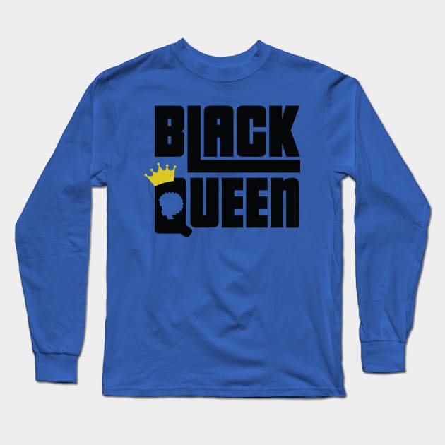 Black Queen With Crown Long Sleeve T-Shirt by blackartmattersshop